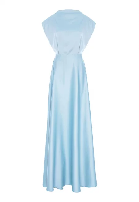 Рокля с отвор на гърба - Пастелносин