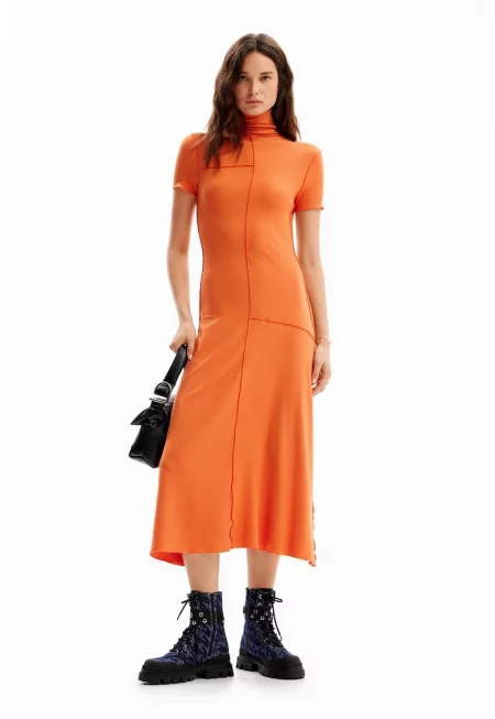 Рокля с висока яка - Мандарина