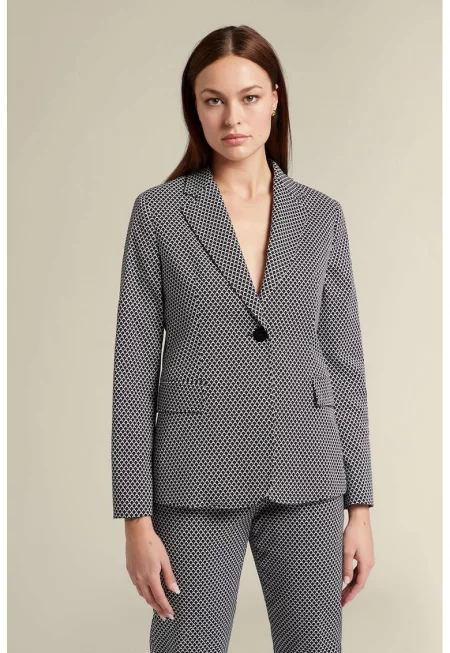 Сако с копчета - Бял/Тъмносин