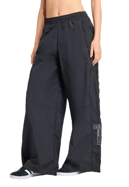 Широк спортен панталон със странични капси - Черен