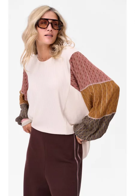 синя сянка - Лека блуза с лилави ръкави Nilya