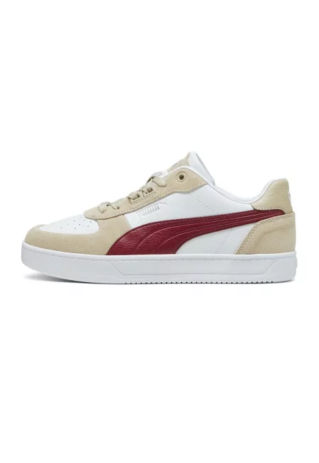 Спортни обувки от еко кожа с велур - Бял/Бордо/Бежов