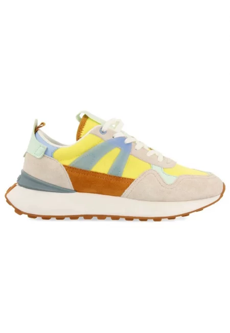 Спортни обувки с контрасти и велур - Жълт