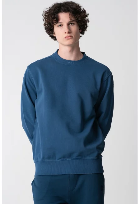 Свободен суитшърт с бродирано лого - Петролно синьо