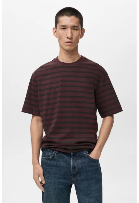 Свободна памучна тениска на райе