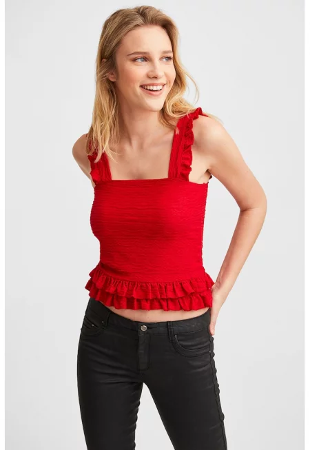 Топ с квадратно деколте и дипли