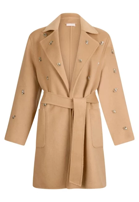 Тренч с вълна с бродерия