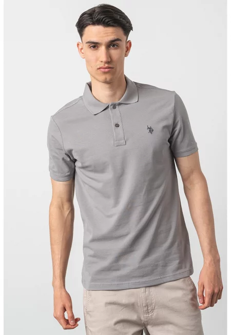 U.S. Polo Assn - Слим памучна тениска с яка