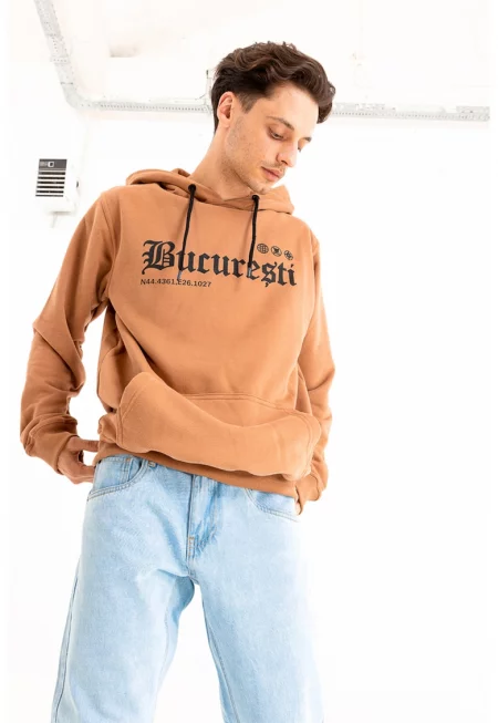 Унисекс худи с памук с надпис - Персийски портокал