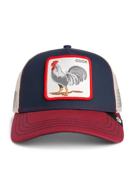 Унисекс шапка с бродерия - Червен/Тъмносин