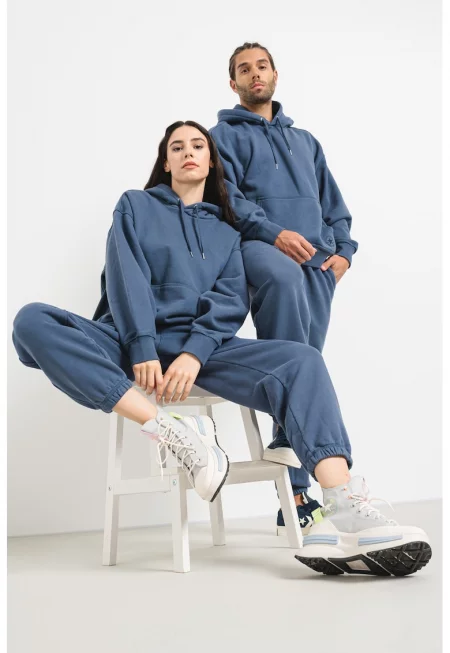 Унисекс свободно худи - Прашно синьо