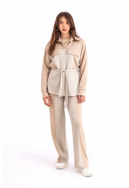 Яке тип риза и панталон - 2 части - Бежов