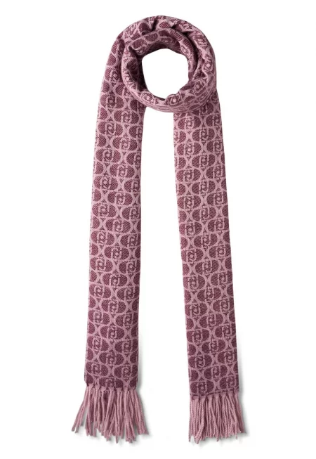 Жакардов шал с монограм - Бледочервен