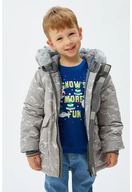 Зимно яке с качулка и принт