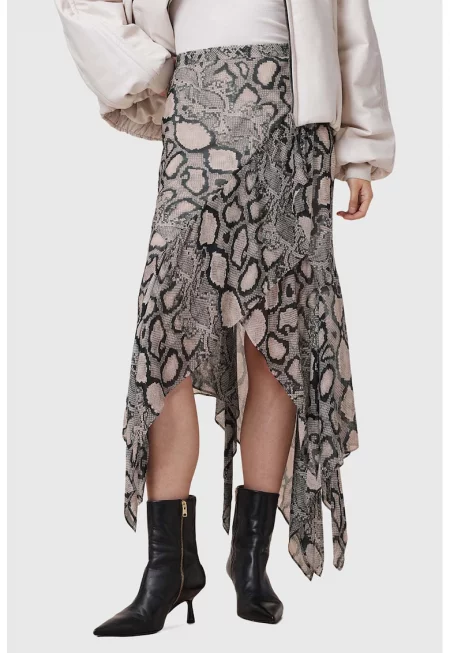 Асиметрична риза Cassie с коприна - Черен/Бежов