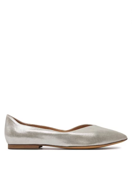 Балерини  303660628 - Естествена кожа - Сребро