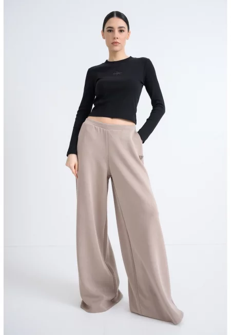 Блуза с памук с лого - Черен