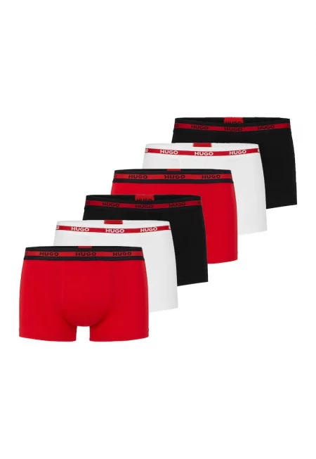 Боксерки с лого на талията - 6 чифта - Червен/Бял/Черен