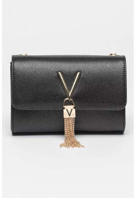 Чанта през рамо Divina с презрамка с верижка - Златист/Черен