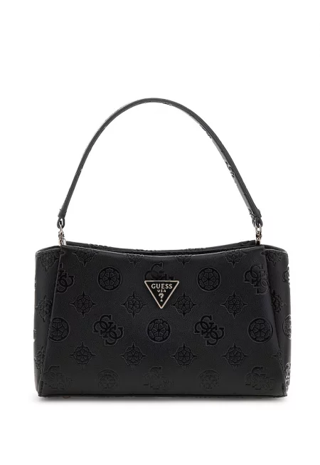 Чанта през рамо от еко кожа и мограм - Черен