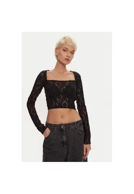 Дамска блуза -  304472640 - Полиамид/Памук - Черна - Черен