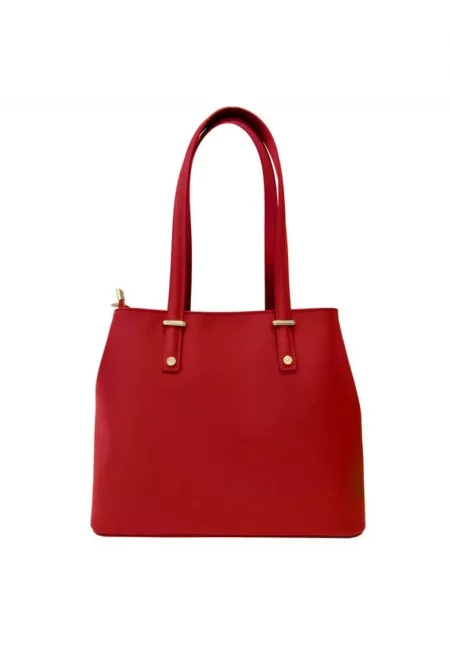 Дамска чанта от естествена кожа  Rosina - Червен - 33 x 27 -5 x 14 cm