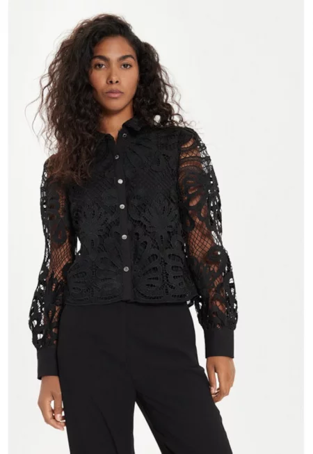 Дамска риза -  304480560 - Полиестер - Черен - Черен