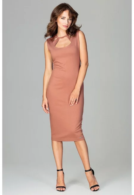 Дамска рокля  K475 - кафяв -