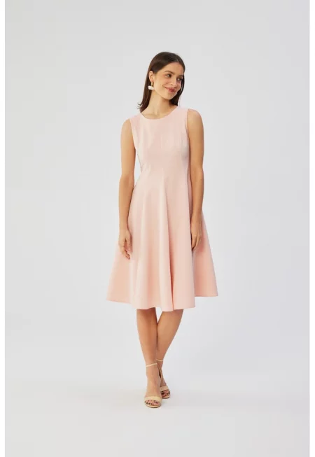 Дамска рокля - разкроена - без ръкави - Полиестер - Червена