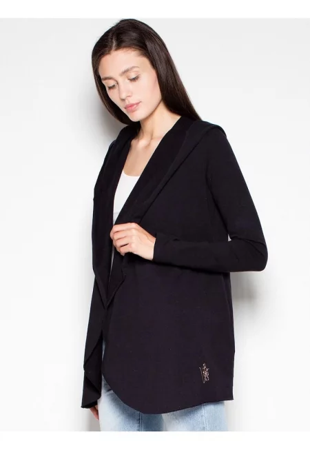 Дамски пуловер -  черен - мек