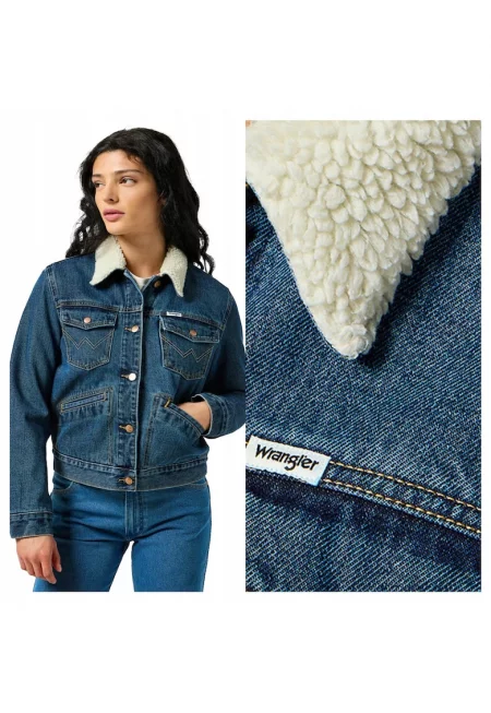 Дамско Яке -  Heritage Sherpa Jacket - Regular Fit - Класически Дизайн - Дълги Ръкави - 2 Джоба - С Копчета - Памук - S INTL - Синьо