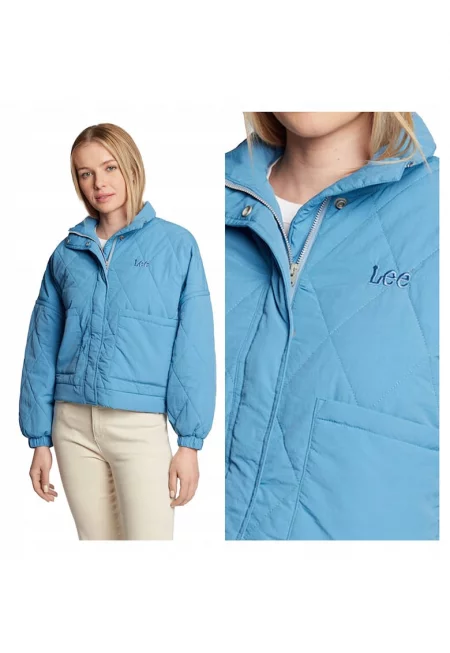 Дамско Яке -  Light Layer Jacket - Стандартна Кройка - Класически Дизайн - Без Качулка - Цип - Памук - XS INTL - Синьо