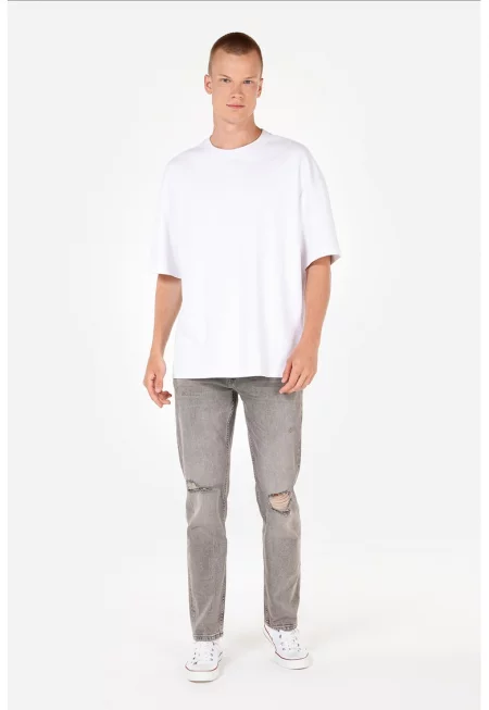 Дънки деграде John - Светло сив