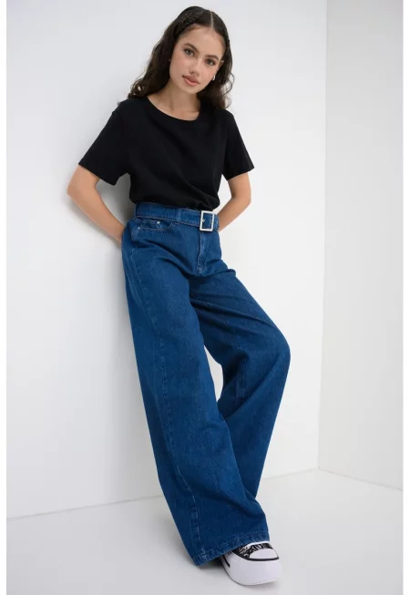 Дънки с широк крачол - Тъмносин