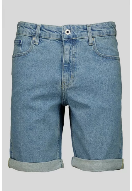 Дънков къс панталон с ниска талия - Прашно синьо