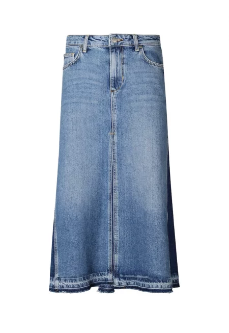 Дънкова миди пола с висока талия