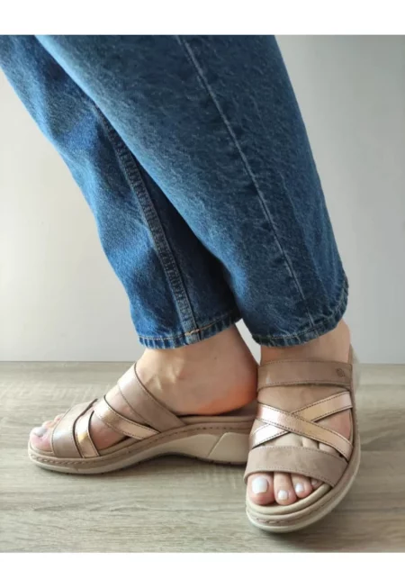 Ежедневни дамски сабо  18008T Azores 03-N Бежово + Бронз - Бежово - Бежов