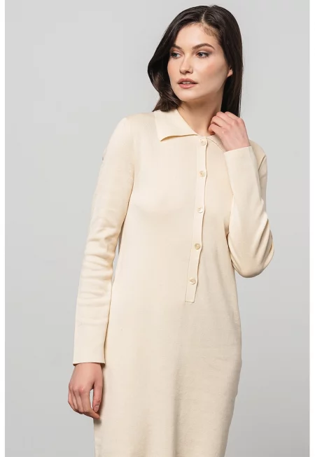 Фино плетена къса рокля - Крем