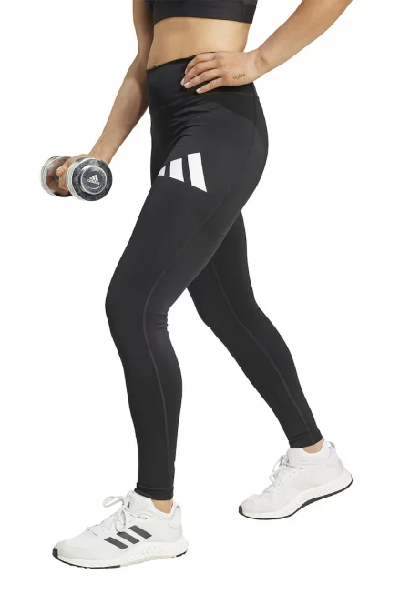 Фитнес клин с висока талия и лого - Черен