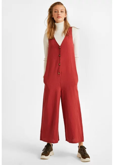 Гащеризон с лен - Тъмночервен