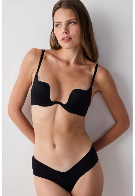 Изрязан сутиен с банели - Черен