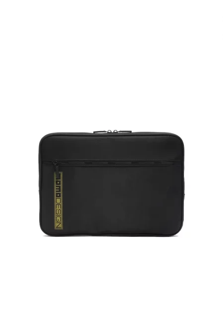 Калъф за лаптоп от еко кожа - Черен/Лайм зелено