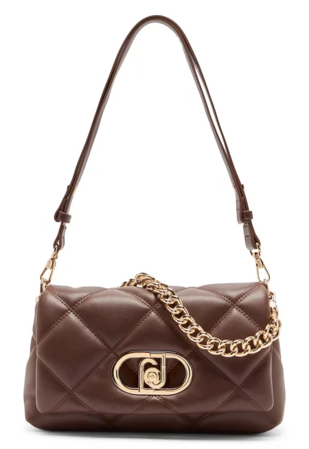 Капитонирана чанта за рамо Lapuffy - Кафяв/Бежов