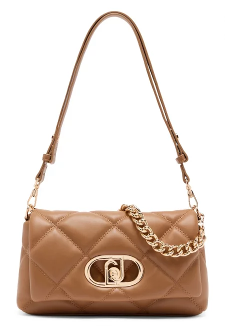 Капитонирана чанта за рамо Lapuffy - Светлокафяв