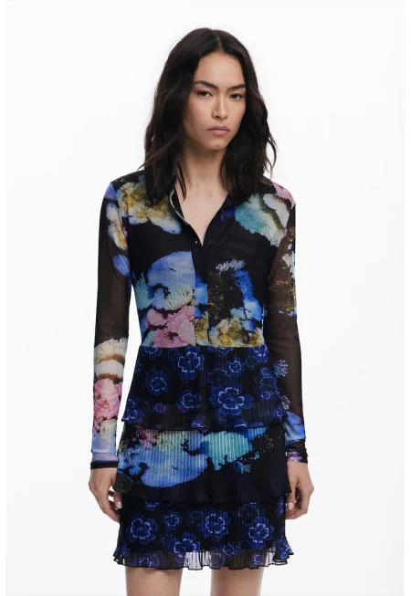 Къса рокля с волани - дълги ръкави и дизайн 2 в 1