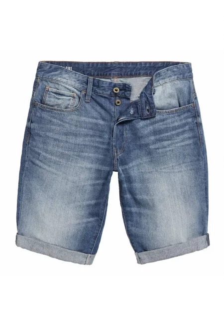 Къси дънки със захабен ефект - Син