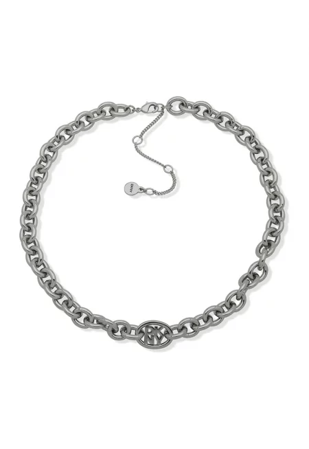 Колие-верижка с лого - Тъмносребрист