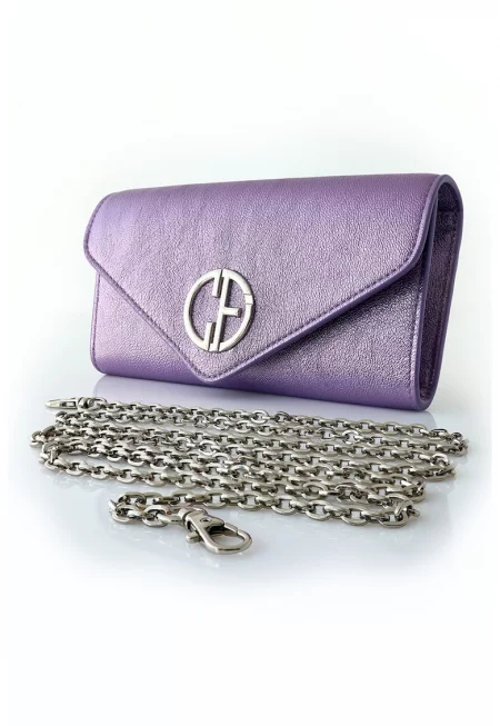 Кожена чанта плик с верижка - Различни цветове - 10.2 x 19.2 x 3.7 cm