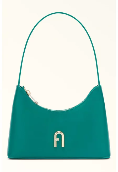 Кожена чанта с дълга дръжка Diamante - Зелен
