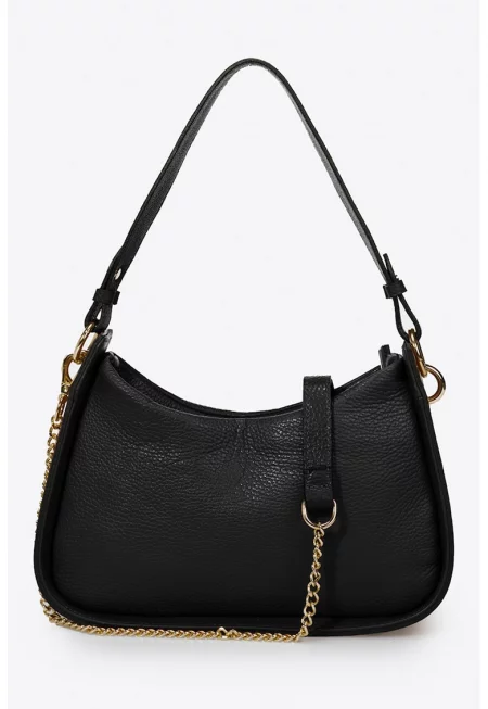 Кожена чанта с презрамка с верижка